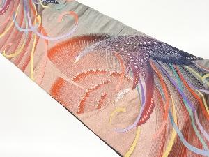 孔雀に蝶模様織出し袋帯